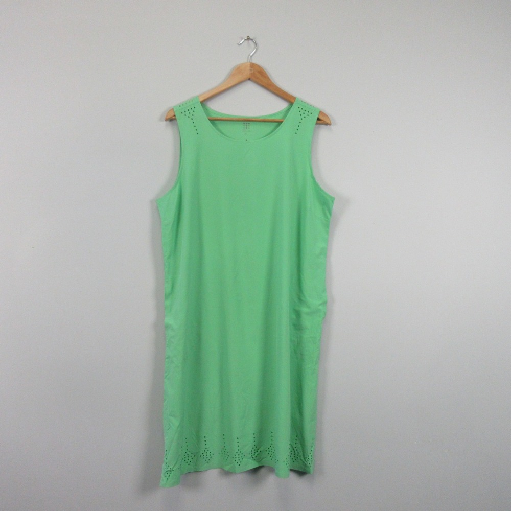 Title Nine Womens XL Green Sleeveless Laser Cut Dress Recycled Unconventional